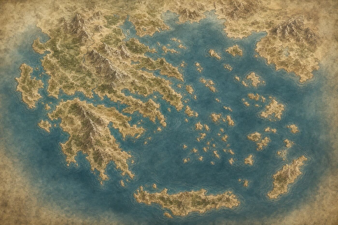 A painted map of the Aegean islands
